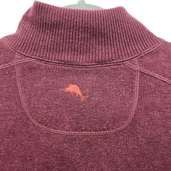 Tommy Bahama Maroon Men's Long Sleeve Quarter Zip Burgundy Sweater Knit Large LG - Picture 11 of 12
